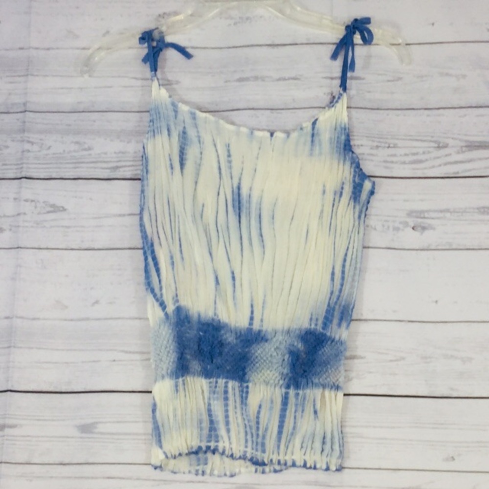 Ladies camisole string top blue and white marble